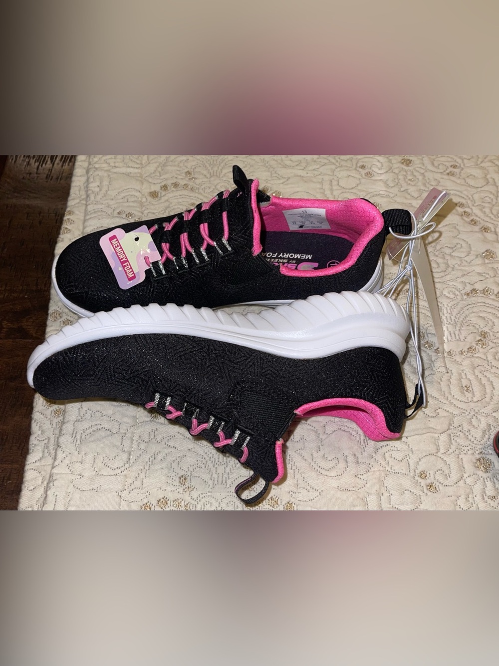 Skechers Sport Vana girls 13 slip on black pink NWT - Picture 4 of 7
